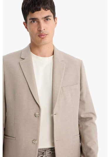 Defacto Modern Fit Düğmeli Cepli Blazer Ceket F2347ax25aubg773 Bej