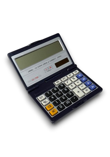 Js-756 14 Haneli Güneş Enerjili Ve Pilli Katlanabilir Hesap Makinesi - 1 Adet Lacivert