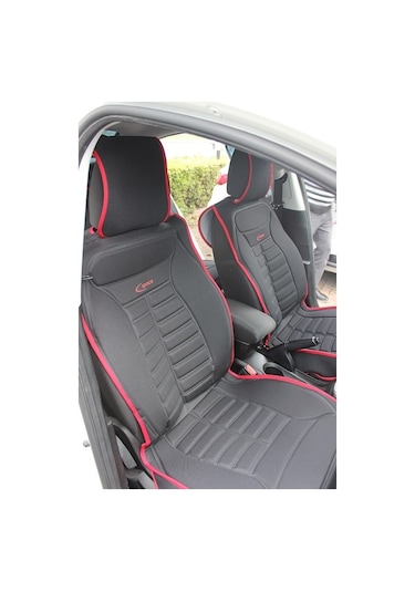 Ford Focus 1 Uyumlu Lüx Oto Koltuk Minderi Ön Arka 5'li Set Siyah Kırmızı Fs