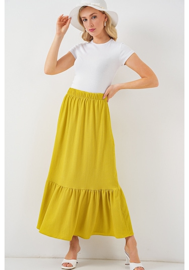 1886 Uzun Örme Etek - Hardal Hardal