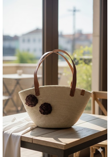 Loom Collection Kadın Plaj Çantası Krem
