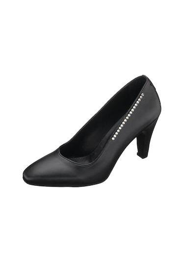 45-46-47-48-49-50 Numara Ays7986 Siyah Deri Topuklu Özel Seri Kadın Stiletto Siyah Deri