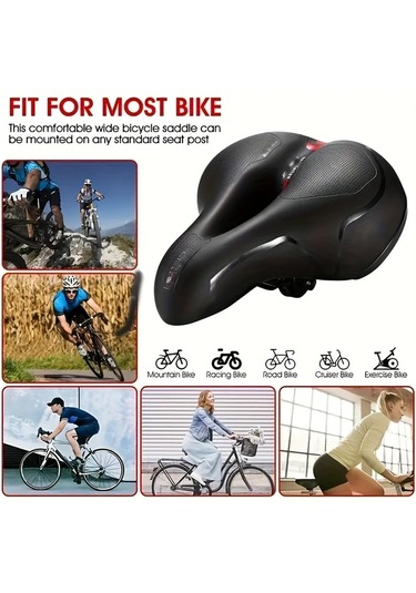 Motion003 Delikli Nefes Alabilir Rahat Bisiklet Koltuğu Yastığı Erkekler Ve Kadınlar İçin Geniş Bisiklet Koltuğu Hafıza Köpüğü Dolgulu Çift Şok Emme Su Geçirmez Altın