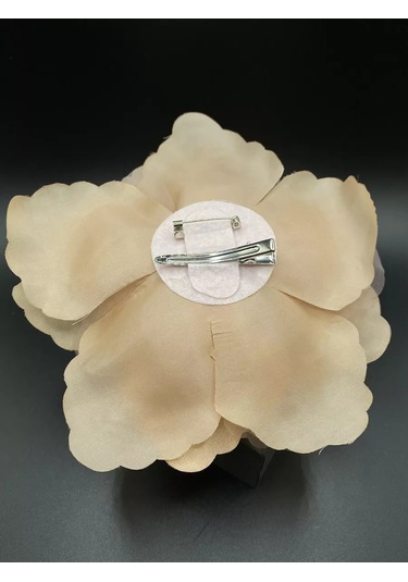 Amely Rid Orta Boy Kumaş "gül Çiçeği" Dekoratif Toka Broş 189684306 Bej