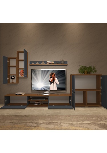 Decoraktiv Eko 6 Mdf Dvd Tv Ünitesi Tv Sehpası Ceviz - Antrasit