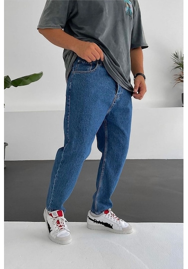 Boyfriend Rahat Kalıp Mavi Kot Erkek Pantolon Mavi