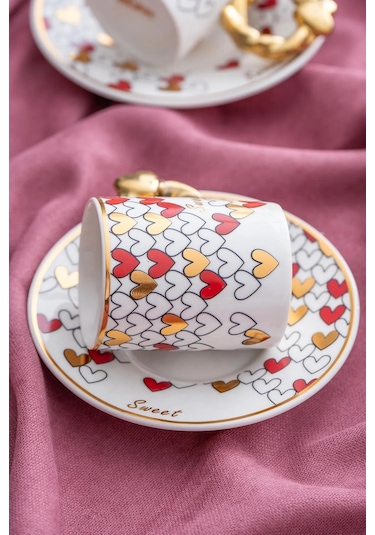 Acar Juliette 6 Kişilik Kahve Fincanı Takımı 90 Ml Kırmızı 06013