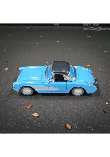 Nostaljik Metal Çek Bırak Mavi 1957 Chevrolet Corvette Araba Kapılar Açılır Diğer