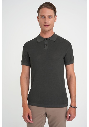 Comfort Fit Polo Yaka Kısa Kollu Haki Triko Tr 883 Haki