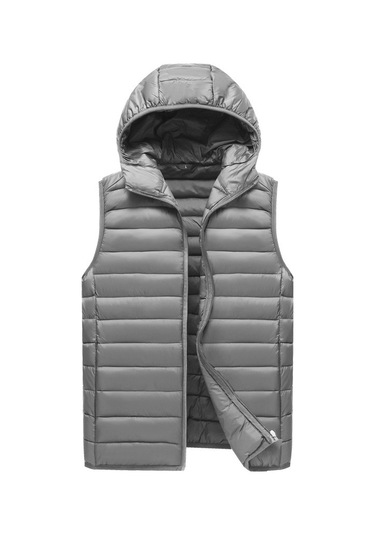 Erkekler İçin Kaz Tüyü Dolgulu Pamuklu Yelek, Sonbahar Ve Kış İç Yelek, Kolsuz Pamuklu Ceket, Ceket Gri