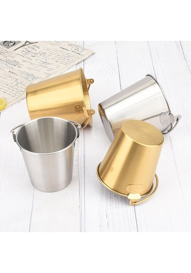 Gümüş Bar Dekor Küçük Kova Buz Kovası Parti Şeker Saklama 1800ml Gümüş