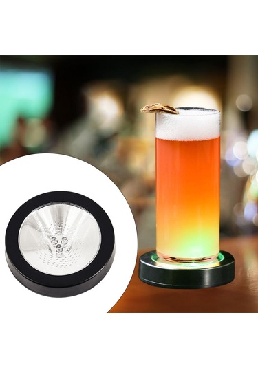 Suntek Işıklı Coaster Kokteyl Şişe Tabanı İçecekler Ev Usb Siyah
