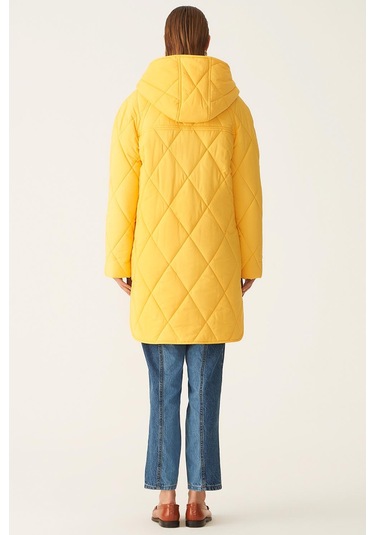Perspective Kapüşonlu Regular Fit Sarı Kadın Mont 22270533