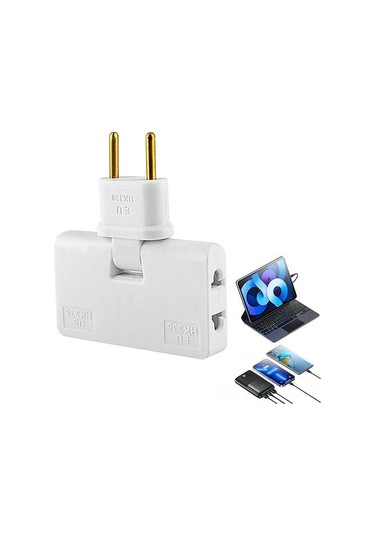 Wezone Düz Tasarım 3 Çıkışlı Soket Adaptörü 180 Derece Döner Başlı Ev Ve Seyahat İçin Güvenli Elektrik Konvertörü Beyaz