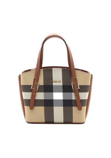 Silver Polo 1021 Ekose Kadın El Çantası Siyah