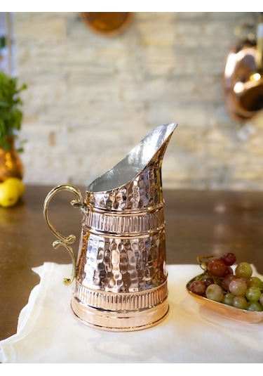 Bakır Boza Sürahi Parlak Bakır