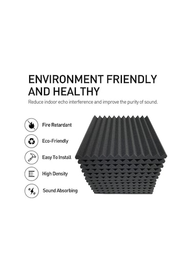 Sones 10 Adet / Paket 30x30x2.5cm Üçgen Oluk Stili Kayıt Stüdyosu Davul Video Odası Ses Yalıtım Levhası Susturucu Pamuk Kırmızı