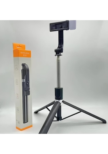 Apple Uyumlu iPhone  14  R1s-l Mini Led Fill Light Tripod Selfie Stick 3 İn 1