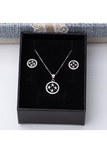 Halka Yıldız Model 925 Ayar Gümüş Kadın 2'li Set Gümüş