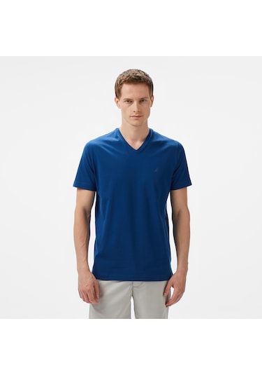 Nautica Erkek Mavi Regular Fit T-shirt Düz V55013t Mavi