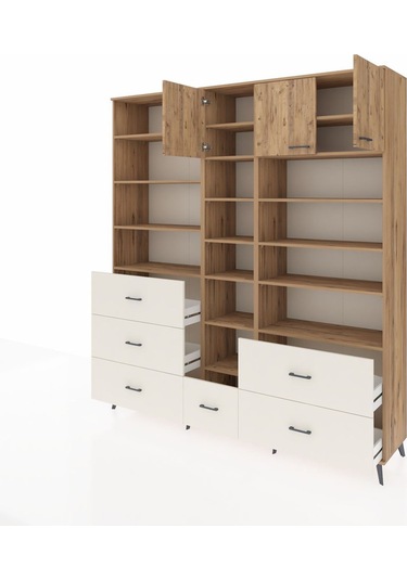 Hyperion Dolap 17 Raflı 6 Çekmeceli 3 Kapaklı 220x44x243 Çam-çam/aytaşı Atlas Çam/aytası