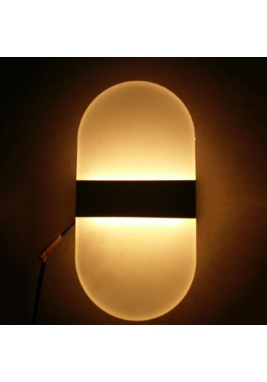 Kosona 6w Led Duvar Lambası, Modern İç Mekan Dekorasyonu, 6500k Beyaz Işık, Koridor/yuva/oda, Demir+akrilik, 29x11cm Siyah Kutulu Yuvarlak Köşe Diğer