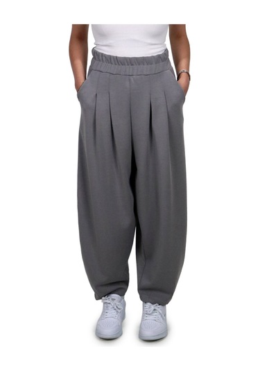 Kadın Modal Kumaş Havuç Kesim Gri Pantolon Gri