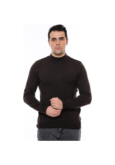 Yarım Balıkçı Yaka Kahverengi Triko 001