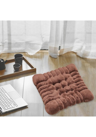 Suntek Peluş Zemin Yastık Kanepe Ofis Yurt Kare-kahverengi