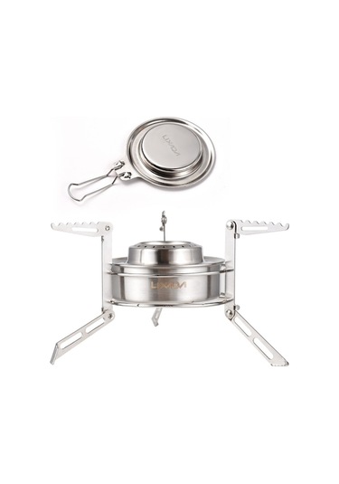 "lixada 120ml Paslanmaz Çelik Kamp Ocağı - Katlanır Ayaklı Ve Yangın Örtülü" Gümüş Gümüş