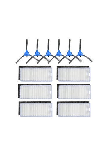 Eufy Robovac 11s/30/30c/17c İçin 12'li Aksesuar Seti: 6 Yan Fırça + 6 Filtre, Yedek Parçalar