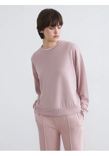Lc Waikiki Pembe Bisiklet Yaka Soft Touch Kadın Sweatshirt