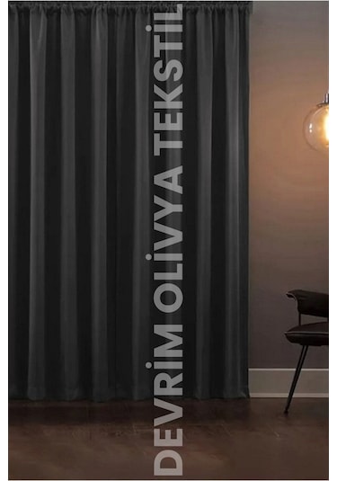 Devrim Olivya Tekstil Lüks 1. Sınıf Özel Dikim Füme Blackout Işık Geçirmez Fon Perde Ekstraforlu Karartma Model Füme