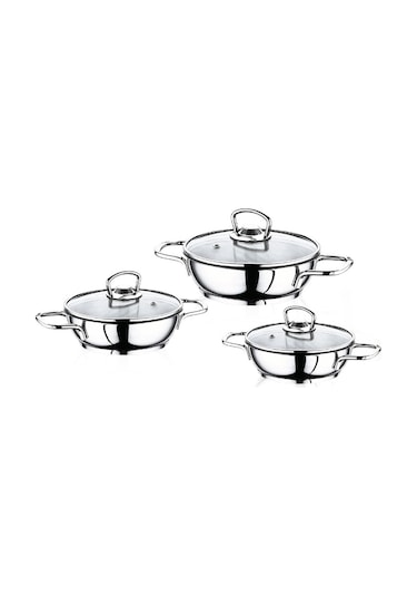 Safinox Eco 6 Parça Tel Kulplu Çelik Omlet Sahan Seti 14-16-18 Cm