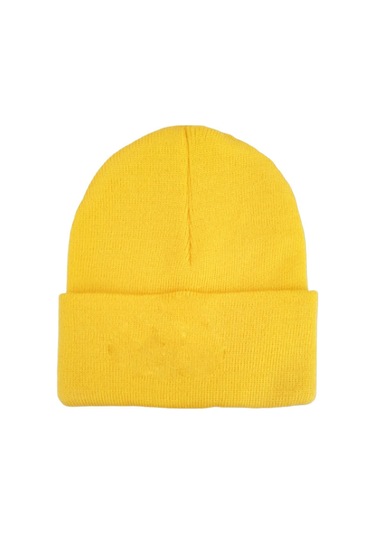 Unisex Kışlık Sarı Katlamalı Bere Sarı