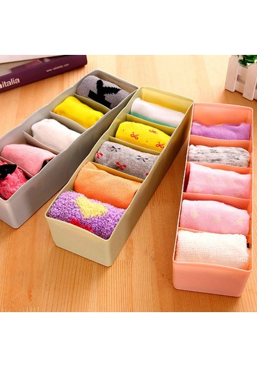 Qingmipy Yeşil 5 Bölmeli Organizer Kutusu - Çamaşır, Çorap, Kozmetik İçin Pp Malzeme Dolap/çekmece Depolama Kutusu Diğer