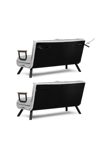 Sando İkili Katlanır Yataklı Koltuk Teddy Gri Gri