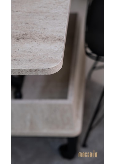 Nova Akıllı Sehpa - Traverten Ahşap