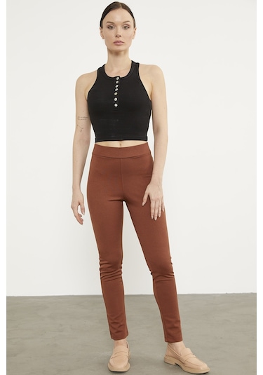 Süs Cepli Aksesuar Detaylı Tayt - Kiremit 001