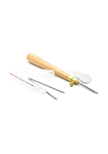 Nurge Ince Ahşap Saplı Panç Tığı - 1.20mm - 1.60mm- 2.20mm 3 Adet