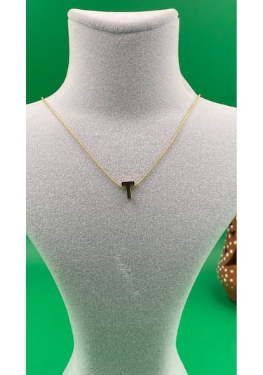 14k Altın Renginde T Harf Minimal Model Çelik Kadın Kolye Altın