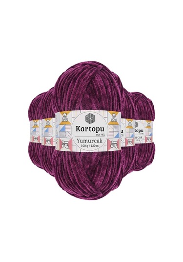 5 Adet Yumurcak Kadife El Örgü İpi Mürdüm K726