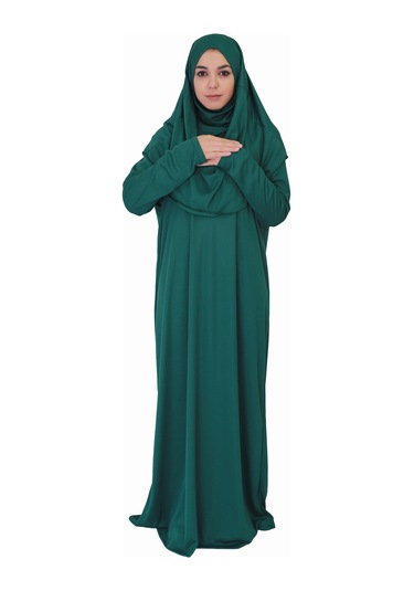 Kabe Yeşili Fermuarsız Namaz Elbisesi Çok Renkli