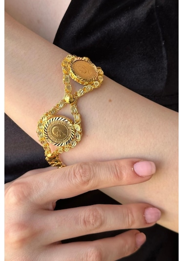 14 Ayar Altın Pullu Çeyrekli Bileklik