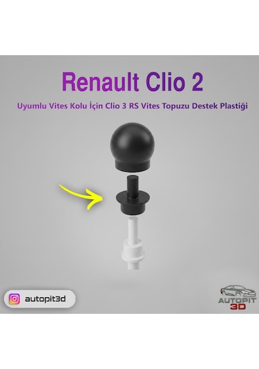 Renault Clio 2 Vites Kolu İçin Clio 3 Rs Vites Topuzu Destek Plastiği Siyah
