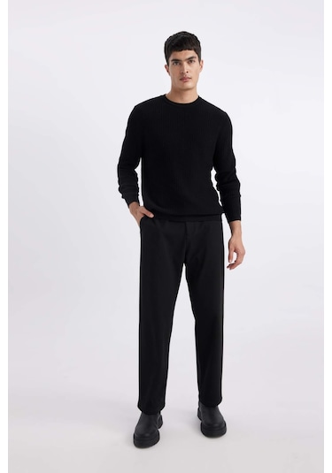 DeFacto Standart Fit Normal Kesim Bisiklet Yaka Basic Düz Triko Kazak B9707AX24SPBK27