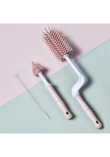 Qingmipy Youha Premium Silikon Biberon Fırçası Seti - 360 Dönebilen Uzun Saplı Emzik Ve Pipet Fırçası, Hızlı Temizlik İçin