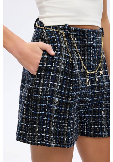 Quzu Zincir Detaylı Lacivert Kadın Şort Srt01160 Lacivert