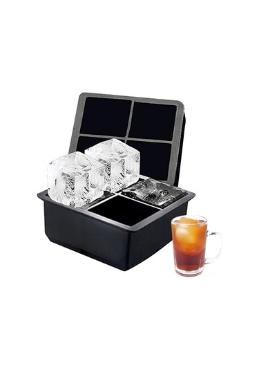 Geeksen Silikon Buz Kabiği 4 Bölmeli Kapaklı, Esnek Malzeme İle Kolay Çıkarım, Dondurucu Kokusuna Dayanıklı, Modern Mutfak Aleti Çok Renkli