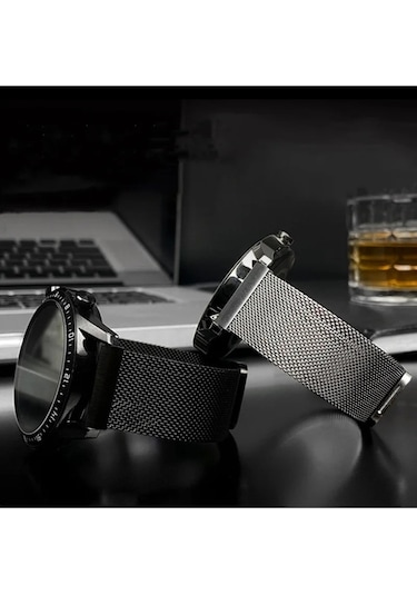 Samsung Uyumlu Galaxy Watch 6 40 Mm Mıknatıslı Metal Hasır Kordon